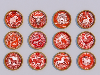 新中式挂件 十二生肖剪纸挂画 剪纸装饰画 剪纸装饰艺术挂件 剪纸文化墙饰