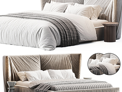 现代意式双人床 布艺床 主卧床