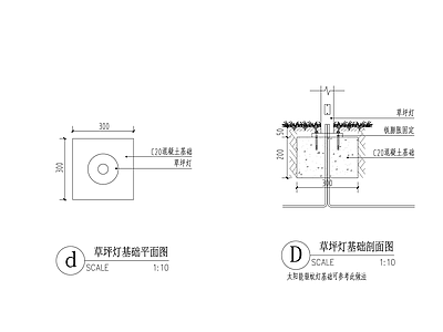 电气节点 草坪灯基础大样 施工图