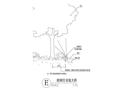 电气节点 射树灯安装大样图 施工图