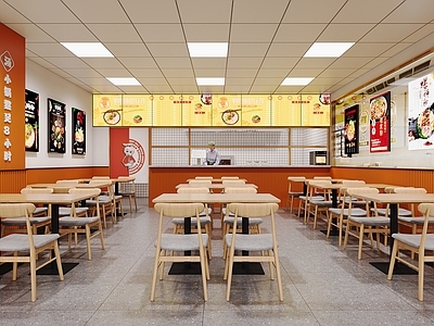 现代其他餐饮空间 螺蛳粉店门头 原木餐饮店 餐桌椅 螺蛳粉 收银台