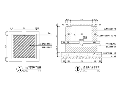 给排水节点详图 阀门井 给水阀门井 施工图