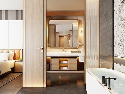 现代轻奢酒店卫生间 酒店客房 酒店套房 酒店卫生间 酒店标间 酒店洗手台