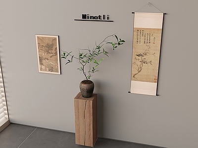 中式花架 中式实木花几花架 宋式挂画绿植摆件