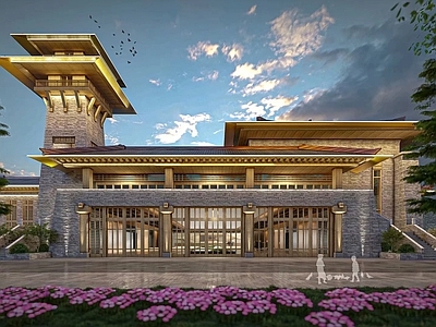 中式新中式古建筑 古建筑 汉唐建筑