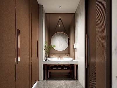 现代新中式公共卫生间 卫生间标识 酒店卫生间 餐饮卫生间 公共卫生间