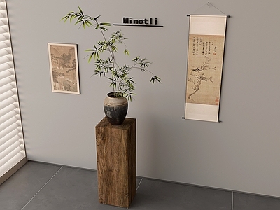 中古花架 中古实木花几花架 宋式挂画绿植摆件