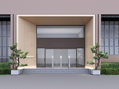 现代新中式其他学校空间 学校办公楼门头