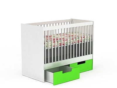 现代白色实木婴儿床