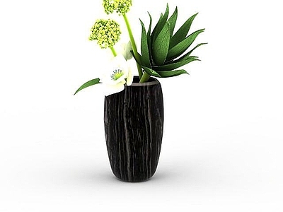 现代黑色条纹陶瓷花瓶