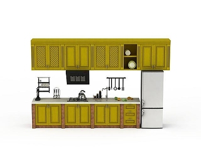 现代高端黄色橱柜套装