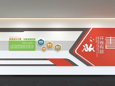 现代简约文化墙 现代阅读文化墙 展示墙 标语 口号 校园文化墙