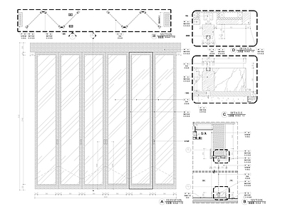 综合门节点 折叠门节点 施工图