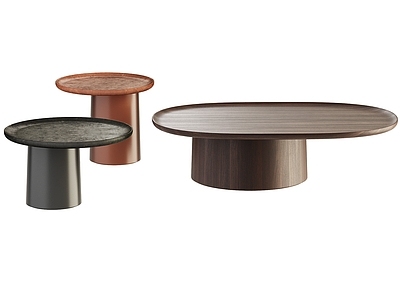 意式极简几类组合 Molteni 意式茶几 实木茶几 椭圆形茶几 子母茶几