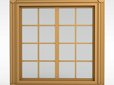 现代实木格子窗户