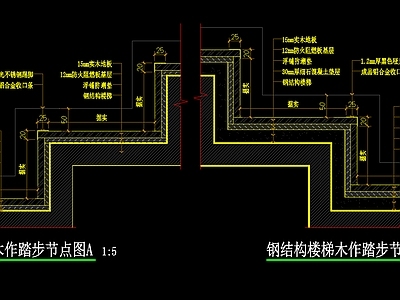 地面综合节点 钢架楼梯梯步做法 施工图