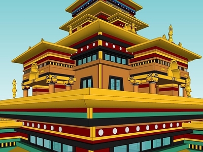 现代禅意古建筑 藏式 楼阁