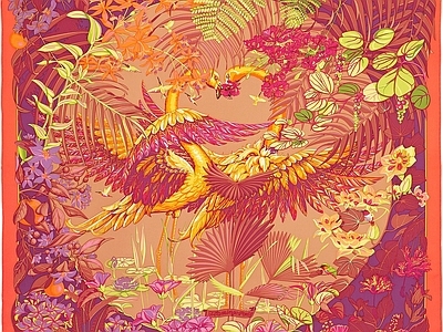 现代丝绸 高端丝巾面料印花 高端时尚印花图案 复古时尚印花图案 时尚复古装饰画