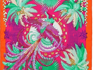 现代丝绸 高端丝巾面料印花 高端时尚印花图案 复古时尚印花图案 时尚复古装饰画