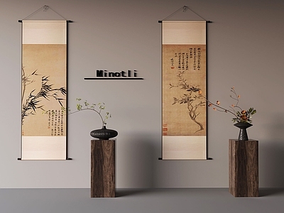 中古侘寂花架 侘寂中古花几花架 宋氏挂画装饰字画 中式实木花几