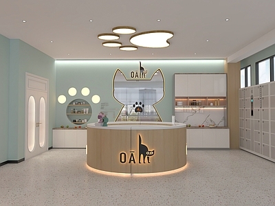 现代宠物店 宠物店美容店 猫爬架猫舍 猫粮狗粮食品 前台吧台服务台
