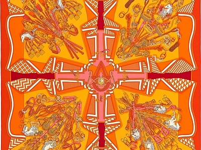 现代丝绸 高端丝巾面料印花 高端时尚印花图案 复古时尚印花图案 时尚复古装饰画