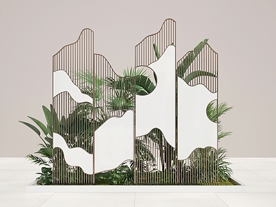 现代庭院小品 景观植物 小景 植物景观 屏风 隔断