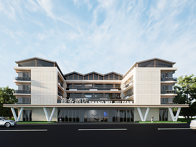 现代新中式酒店建筑 山地酒店建筑 温泉酒店建筑 多层酒店