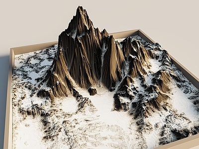 现代侘寂微地形 现代雪山 微地形 沙盘 雪山地形 山体地形