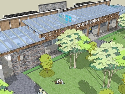 新中式小公建 乡村共创中心 乡村公共配套 建筑连廊 乡村共富中心 乡村艺术馆