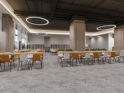 现代食堂 现代大学食堂 明档 餐桌椅子