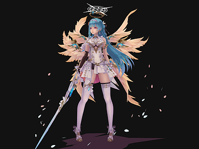 女人 白天使剑姬 天使剑士 女天使剑士 蓝发天使