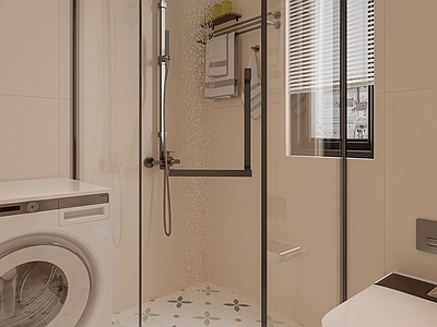 奶油简约卫生间 干区卫生间 卫生间浴缸
