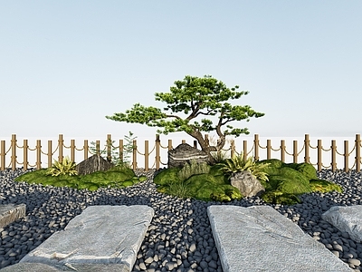 现代新中式庭院小品 现代庭院景观 松树 景观树 造型松树
