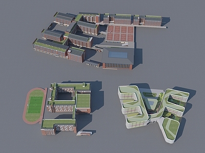 现代学校建筑 教学楼学校 现代学校 小学 中学 职业学校