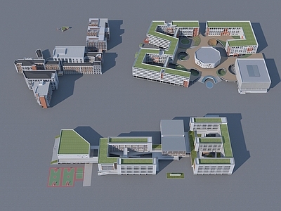 现代学校建筑 教学楼学校 现代学校 职业学校 中小学