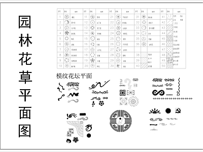 植物图例库 园林花草平立面图 施工图