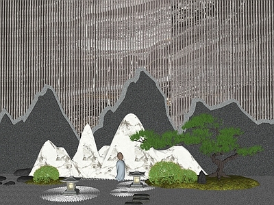 现代新中式其他景观小品 新中式小品 组景