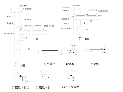 屋顶节点 彩钢板采光带节点 施工图