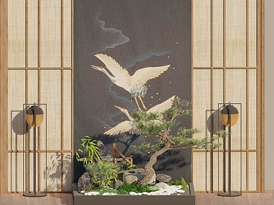 现代新中式其他景观小品 新中式小品 组景 枯山水 屏风