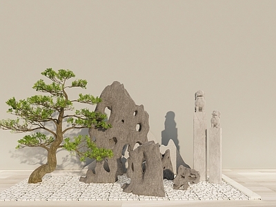 现代新中式其他景观小品 新中式小品 组景 枯山水