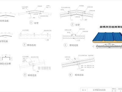 屋顶节点 屋面岩棉板节点图 岩棉板连接节点图 施工图