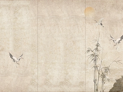 中式新中式硬包 古风硬包 竹子仙鹤壁布硬包