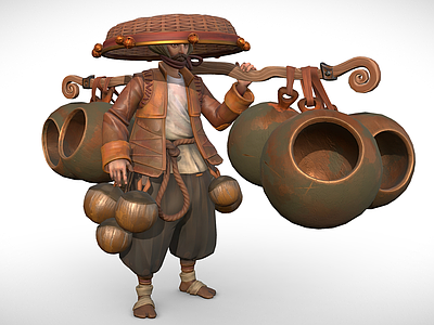 虚拟人物 古代劳役 古代农民 古代村民 挑夫挑担 古代货郎