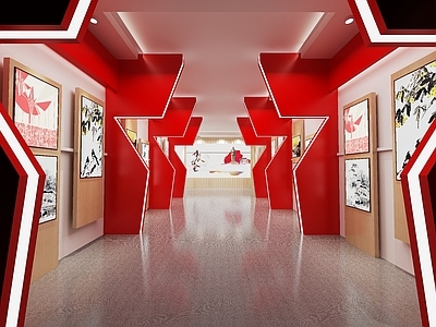 现代新中式党建展厅 党建展厅 党建文化墙