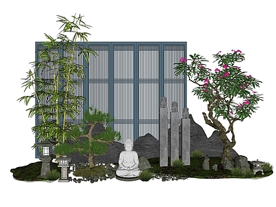 现代新中式其他景观小品 中式组景 庭院小景 禅意