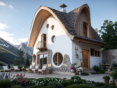 现代原木艺术风格建筑 异型建筑 童话小屋 惬意生活