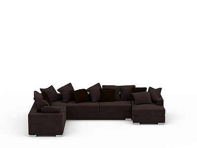 现代深灰色布艺组合沙发