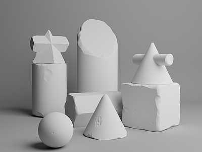 现代简约摆件组合 素描几何体 画室静物 静物素描 几何体 画室