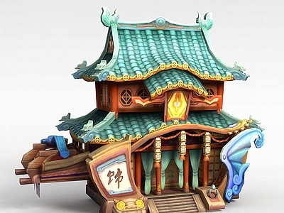 现代古代游戏场景古楼